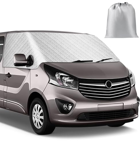 Copertura per parabrezza compatibile con Renault Trafic 2014-2025, Argentato Anteriore Parasole per Finestrino, Blocca I Raggi UV, Protegge da Vento e Intemperie, Mantiene Il Veicolo Fresco