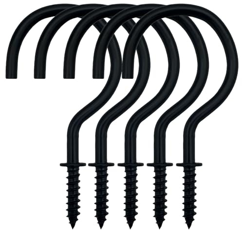 IDEALSV 2 Cup Screw Hooks Black Ceiling Hooks Mug Hook 20 Pcs Screw-in Hooks,Christmas Lights and Curtain,Kitchen,Plants Hanger Outdoor/Indoor