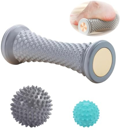 3 stycken massagebollar igelkott set, fotmassage hård igelkott rulle massageboll för plantar fasciit, fasciaboll för fötter, bärbar gummimassageapparat för att lindra ömhet i musklerna