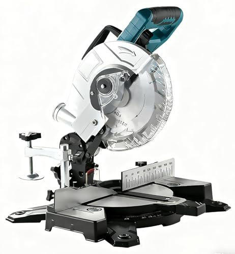 Professional Kapp und Gehrungssäge kompatibel mit Makita 18V Lithium-Akku (On Akku), Ø 210mm Sägeblatt, Kapp-Zugsäge Gehrungssäge mit Laser, 0-45° Schrägschnitte, Tischplatte aus Aluminium-Druckguss