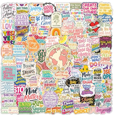 100 Motivational Quote Stickers Pack for Water Bottles, Laptops & Journals – Waterproof Vinyl Inspirational Decals for Teens, Girls, Students, Scrapbooking, Planner & DIY Decoration