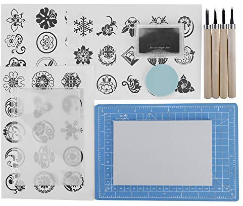 Kit de herramientas de arte para tallar sellos de goma, juego de manualidades con sello de escultura manual, herramientas de bloque de linograbado, mango de madera antideslizante,