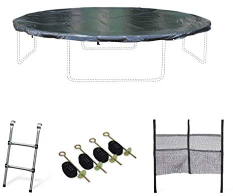 Alice' s Garden – Pack Accessori per Trampolino, Diametro 400 cm Mercurio – Scala, Telo di Protezione, Retina portaoggetti per Scarpe e Kit di Ancoraggio
