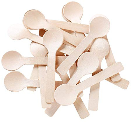 Gmark 1.5mm Extra-Thick Mini Wooden Spoons (4 Inch) - 100 Count Heavy Duty Birch Wood - Sturdy No-Snap Disposable Spoons for Gelato, Desserts & Charcuterie - Eco-Friendly & Compostable GM1042A