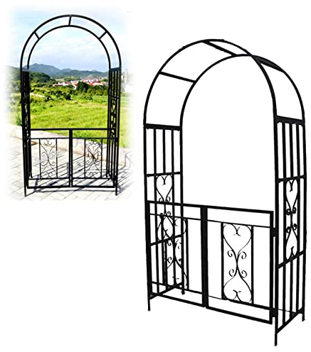 Arco Giardino Stabile Per Rose In Metallo Con Porta Nero Traliccio Per Rose Padiglioni Da Giardino Antiruggine Resistente Alle Intemperie