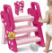 KIDIZ® Tritthocker für Kinder Trittleiter Klappbar mit 3 Stufen | Faltbarer Lern-Turm ab 18 Monaten bis 6 Jahren | Robust | Sicherer & Stabiler Trittschemel | Höhenverstellbar rutschfest Rosa