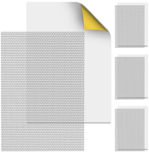 Stainless Steel Wire Mesh Panels for Rodent 4Pcs, Mellbree Stainless Steel Mesh Sheet with Blank Self-Adhesive Sticker for Keep Mice Out 210 x 300 mm