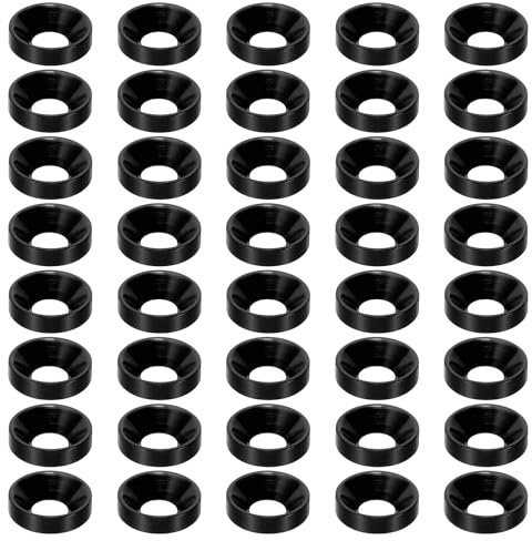 PATIKIL Rondelle Fraîche M6 à Tête Fraisée, Noir 40 Pcs Alliage d'Aluminium | Rondelle de Vis à Tête Plate, Anodisé pour Pièces d'Accessoires Mécaniques Modèles DIY,