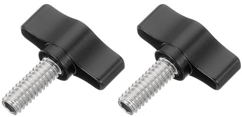 QUARKZMAN 2 Pz 1/4 - 17.2 Vite a Farfalla, Vite a Testa Esagonale Filettata in Acciaio Inox 304 con Manopola a Dado Zigrinato Regolabile Viti di Serraggio per Diversi Tipi, Nero