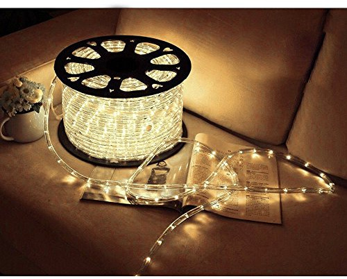 Ollewiellan Tubo luminoso a LED per esterni, 40 metri di catena luminosa a LED con 960 LED bianco caldo, tubo luminoso impermeabile per giardino, terrazza e soggiorno, incluso timer per controllo
