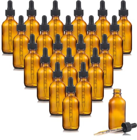 20 st 50 ml bruna glaspipettflaskor – apoteksdroppflaskor med doseringspipett – tomma doseringsflaskor för eteriska oljor, tinkturer, laboratorieprodukter, kosmetika – inkl. tratt och etiketter