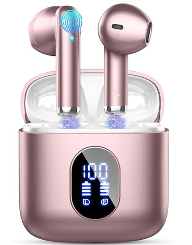 Auriculares Inalámbricos Bluetooth, Auriculares Bluetooth 5.4 HiFi Estéreo, 32H Cascos Inalambricos Bluetooth con ENC Reducción de Ruido, Pantalla LED, USB-C, Control Táctil,IP7 Impermeable Audifonos