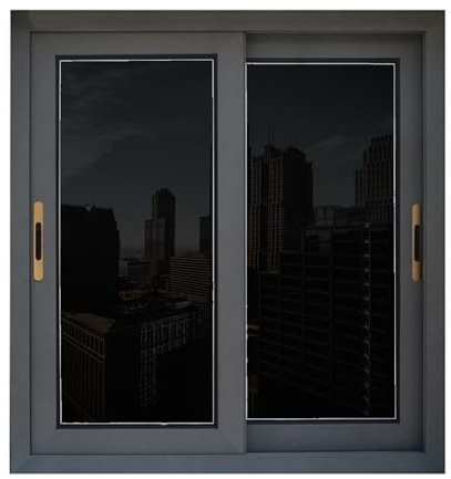 Pellicola Oscurante Vetri Finestre 100 x 200 cm Anti-Uv Controllo Del Calore Pellicola per Vetri Adesiva Statica Antisolare Oscurante per Tutte Le Finestre, Nero