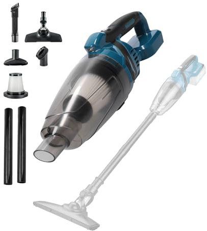 Aspirador de Mano Sin Cable para Makita 18V, 10 kPa Aspiradora Coche con Contenedor de Polvo de 750 ML, Aspirador Mano con 4 Boquillas, 2 Filtros y LED para Casa y Coche (Batería no Incluida)
