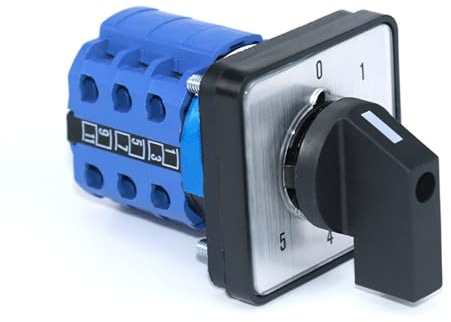 1 pz 440 V 20 A Carico 0-1-2-3-4-5 Interruttore di commutazione rotativo a sei posizioni Interruttore a camma con manopola rotante a tre sezioni e 12 pin(48X48Panel)