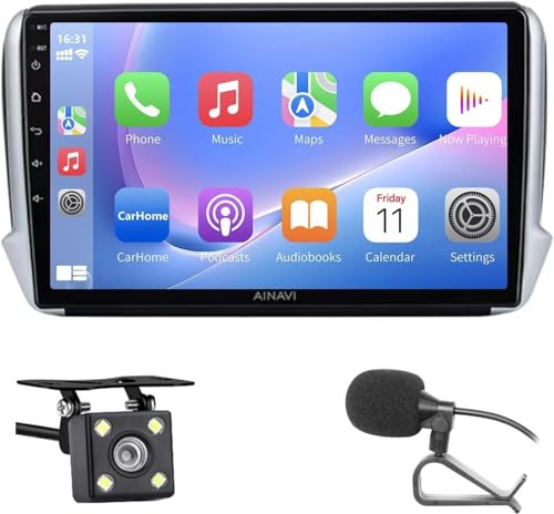 Autoradio Stereo 2 DIN Peugeot 208/2008 2012-2018 Combo con Android Auto CarPlay Wireless 10.1 Schermo per Auto GPS SWC FM Spotify Podcast USB Mic Telecamera Retromarcia