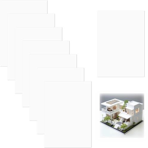 GZRXIOUS 8 stycken plastplattor, plastplatta, PP, hård polystyrenplatta, polypropenplatta för modellbygge heminredning, modellering, pyssel, arkitektur, gör-det-själv-projekt, 1 mm tjocklek DIN A4 (21