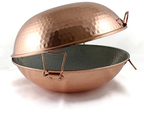 Cataplana Portuguesa - Olla de Cobre de 36 cm con Vitrocerámica - Bronce - 4.19 Libras - Antiadherente - True - True