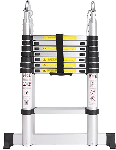Meditool Échelle télescopique Pliante Simple/Double 150 kg en Aluminium avec Caoutchouc antidérapant et goupilles de sécurité en Acier Usage Polyvalent
