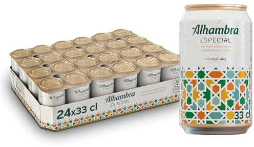 Alhambra Especial, Cerveza Lager Fermentación Lenta, Pack 24 Latas x 33cl