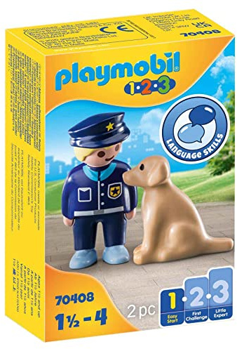 PLAYMOBIL 1.2.3 70408 Polizist mit Hund, Ab 1,5 bis 4 Jahre, Multicolor, Ab 18 Monaten