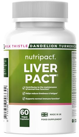 Liver Support Supplement with Milk Thistle – Liver Pact 14-in-1 High Strength Complex with Artichoke Extract, Dandelion Root, Choline & Turmeric – 80% Silymarin – 60 Vegan Capsules