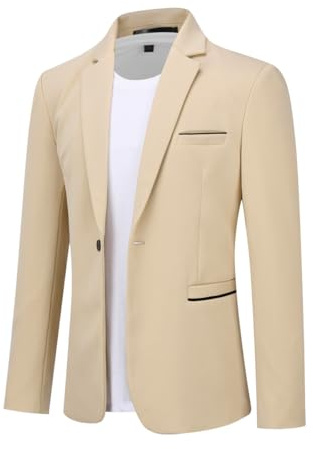 Allthemen Mens 1 Button Blazer Slim Fit Business Suit Blazer | Mens Solid Color Suit Blazer Business Casual Blazer Smart Lightweight Sport Suit Jacket for Wedding Formal Office