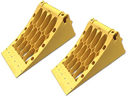 Trupa Heavy-Duty Lkw-Anhänger, 5To Hemmschuh DIN 76051-E46 mit Gleitschutzschiene, Gelb, 5000 kg, Kunststoff