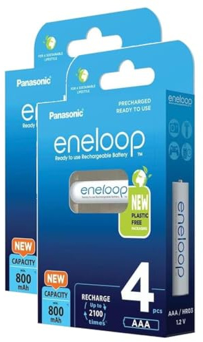 Panasonic Eneloop BK-4MCDE/4BE wiederaufladbare Ni-MH Micro AAA 800 mAh, 2 x 4 Stück