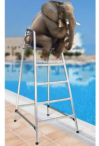 120cm 150cm 180cm High Lifeguard Chair for Pool Lakes Beach, Silver Stainless Steel Barstool Match Umpire Chair, for Garden Backyard Water Park ( Color : Silver , Size : 4 steps H-180CM/70.9INCH/5.9FT