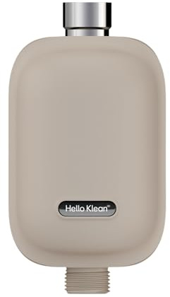 Hello Klean Shower Filter in Beige - Filter Unwanted Metals, Chlorine & Impurities Found in Water - Improves Quality of Skin & Hair - Quick Easy Install for in-Line & Electric Shower