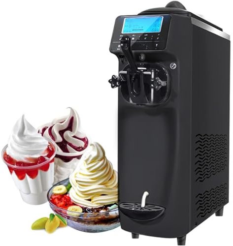 QXIWAOE Macchina per Gelato Soft Commerciale, Macchina per Gelato da 1150 W, con Display Touch, 14-16 L/H (5-8 Pezzi/Ora) per Snack Bar