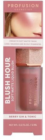 Profusion Cosmetics Blush Hour Soft Matte Liquid Blush, Rich Pigment Cheek Tint for Natural Dewy Glow with Lightweight Formula (Berry Gin and Tonic)