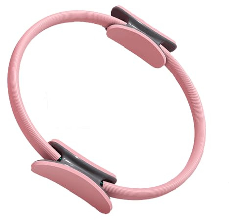 Anello per Pilates Manico, Cerchio Pilates, Anello Flessibile Resistente con Maniglie Imbottite, Cerchio per Yoga Cinetico da Donna, Fitness Ring per Esercizi Interni della Cosce e Gambe (rosa)