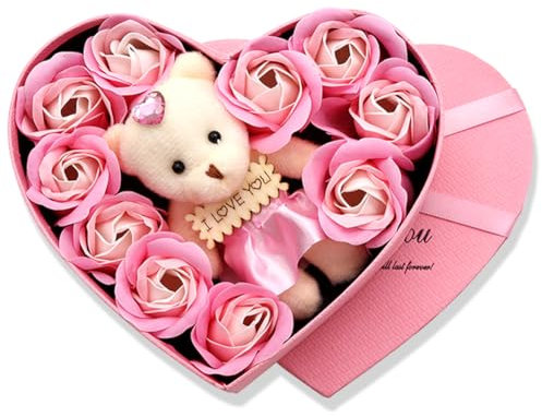 LGWJHCY Savon Rose Fleur Coffret, Savon Fleur Coffret Cadeau Simulation Coeur, Rose Bouquets Festival pour Anniversaire Anniversaire Mariage