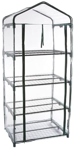 Compact 4 Tier Greenhouse with Transparent Cover – Mini Vertical Greenhouse for Patio, Balcony, or Garden – Plant Shelves for Herbs, Seedlings & Shrubs – Easy Assembly Cold Frame Grow House