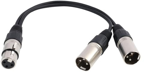 Riybyds 0.3M Cavo Y Splitter XLR, Adattatore da Femmina XLR a Doppio Maschio, Cavo Microfono Professionale per Mixer, Studio, Illuminazione DMX e Sistemi Audio