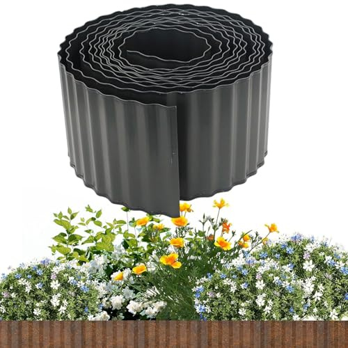 Gihioue Trädgård| Rabattkant | 10 meter flexibel korrugerad plåt, kantsten för pool, gångväg, uppfart, blomrabatt terrass, lekområde