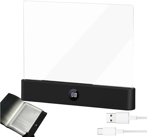 Lampada Da Libro Piatta - Lampada Da Lettura A LED Trasparente Ricaricabile A Pagina Interas, Lampadas Da Lettura Con Pannello Dimmerabile Con 3 Colori E Timer, Per Donne, Uomini, Casa, Viaggi