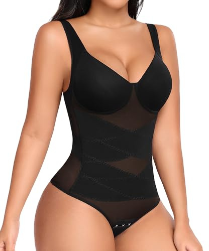 UMIPUBO Body Contenitivo Modellante Donna Shapewear Bodysuit Mesh Body Shaper Sexy Contenitiva Intimo Snellente Dimagrante Pancia Piatta V collare Shaping Perizoma Spallacci Larghi