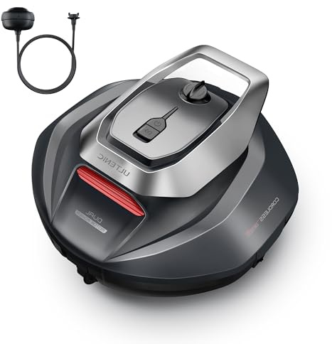 Ultenic Robot Limpiafondos Piscina, 90Min, 80m², Recogida sin Poste, Estacionamiento Automático, Aspirador Piscina Fondos sin Cable con 2 Motores, 5200mAh, para Piscina Elevada y Enterrada