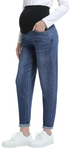 Gowjog Jean Grossesse Femme Taille Haute Boyfriend | Pantalon Grossesse, Taille Élastique, Effilé, Avec Poches, Maternité, Travail, Décontracté