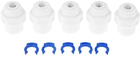 5 Pcs RO Wasser Gerade Rohrfitting 3/8 Außengewinde-1/4 OD Schlauch BSP Außengewinde Kunststoff Schnellkupplung System Wasser reinigt