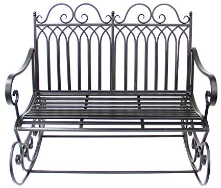 SK Style Banc à Bascule de Jardin en métal, Design Classique en Noir