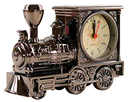 Lok Zuguhr Steampunk Glocke Uhr Vintage Wecker Analoge Tisch Schreibtischuhr Batterie Antike Statue für Wohnzimmer mit Batterie Grau