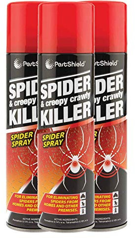 SDMAX Pestshield 3pcs Spider & Creepy Crawly Insect Killer - No More Spiders, Treatment For Control, Easy Application, 200ml Spray Can, Pest-Free Home