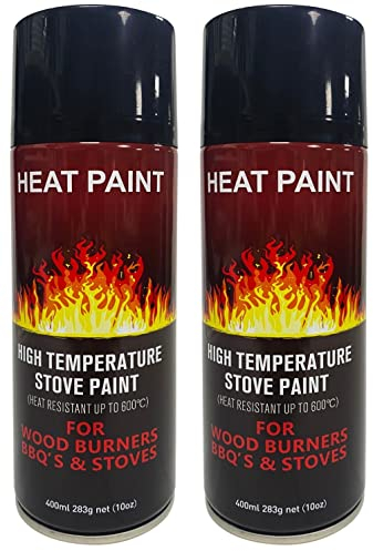 Yorkshire Homeware Heat Resistant Paint High Temperature Black Matt Stove Spray Paint For Wood Burners BBQ's 400ml (2)