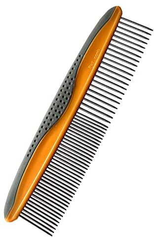 Grooming comb for dog LaiEdua Cat Comb with Stainless Steel Rounded Teeth Rubber Handle for Large, Medium and Small Dogs and Cats, Removes Loose Undercoat, Knots, Mats and Tangled Hair（orange）