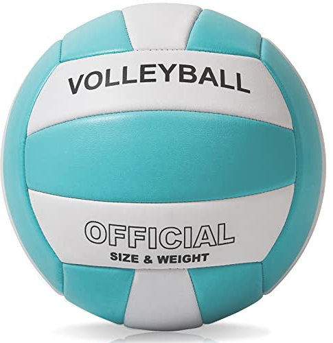 EVZOM Super Soft Volleyball Beach Volleyball Official Size 5 for Outdoor/Indoor/Pool/Gym/Training Premium Volleyballs Equipment Durability Stability Sports Ball（Blue/White）