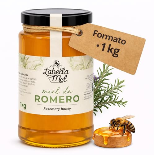 L'Abella Mel | Miel de Romero 100% Natural y Pura | Miel Pura de Abeja Española Sin Pasteurizar Ni Aditivos | Recolección Manual Directa del Apicultor | Apicultura Familiar | 1 kg